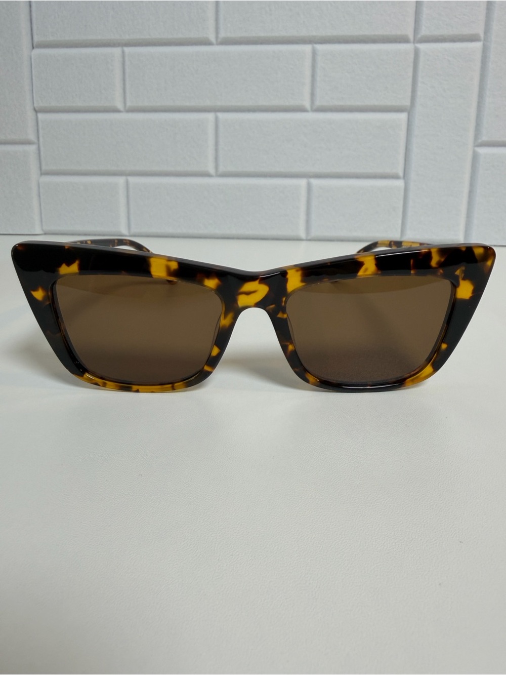 Rectangle Cat-Eye Tortoise/Gray-Framed Sunglasses- Revolve